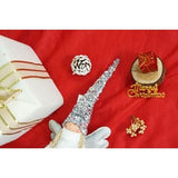 Ornament de Craciun ingeras, Vivimall, alb/gri, textil, 53 cm - vivimall.ro