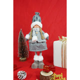 Ornament de Craciun papusa, Vivimall, gri/alb, textil, 43 cm - vivimall.ro