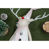 Ornament de Craciun ren cu picioare telescopice, Vivimall, roz/alb, textil, 72 cm - vivimall.ro