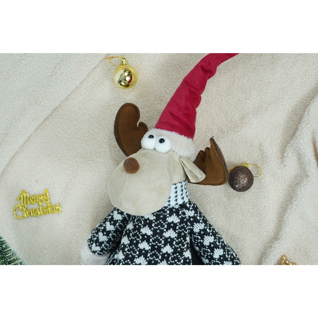 Ornament de Craciun ren, Vivimall, multicolor, textil, 68 cm - vivimall.ro