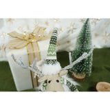 Ornament de Craciun ren pe schiuri model 2, Flippy, alb/verde, textil, 33 cm - vivimall.ro