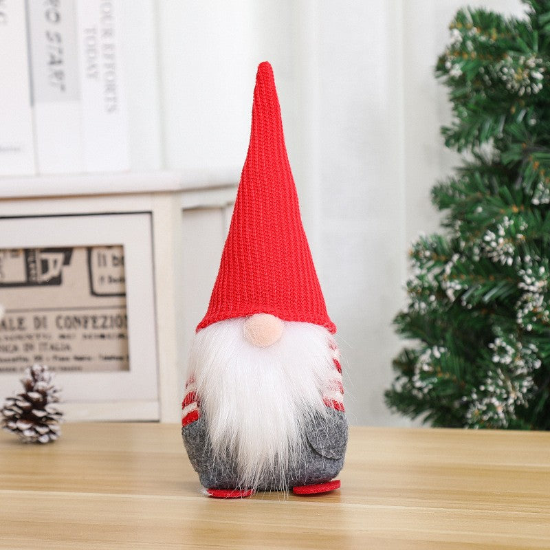 Ornament de Craciun Spiridus, Caciula Rosie Impletita, Vivimall, Material Textil, 25 cm, Multicolor - vivimall.ro