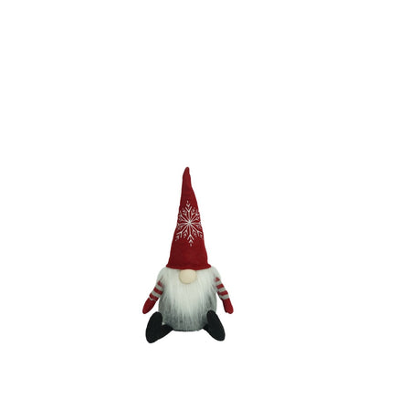 Ornament de Craciun spiridus cu palarie rosie, Vivimall, rosu/gri, textil, 31 cm - vivimall.ro