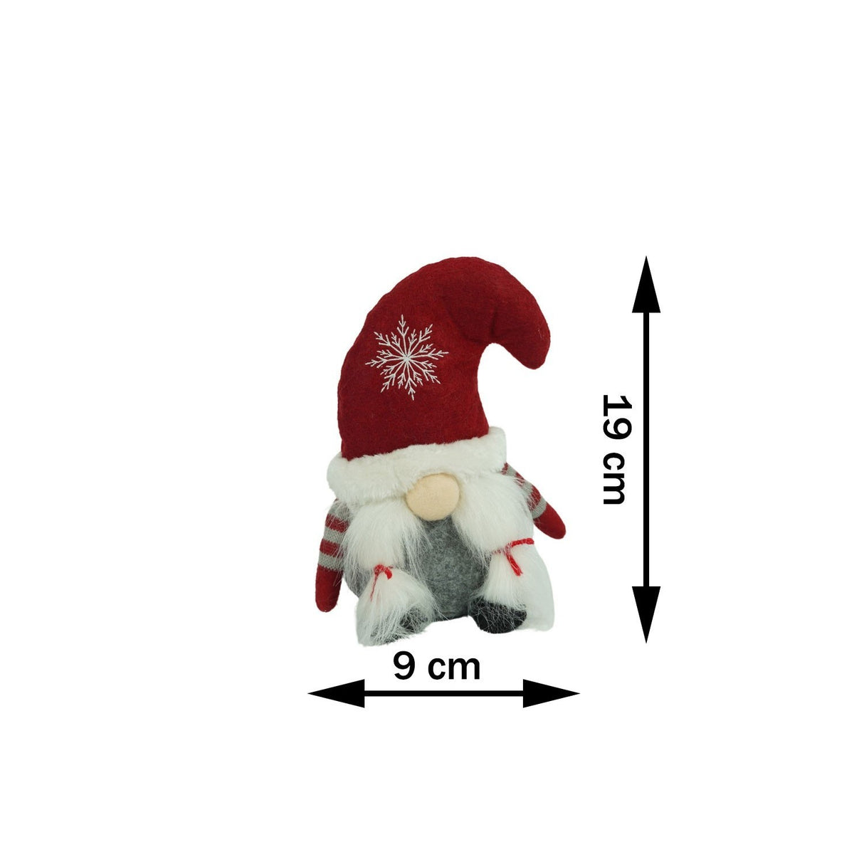 Ornament de Craciun spiridus, Vivimall, gri/rosu, textil, 19 cm - vivimall.ro