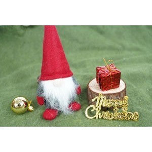 Ornament de Craciun spiridus, Vivimall, gri/rosu, textil, 12 cm - vivimall.ro