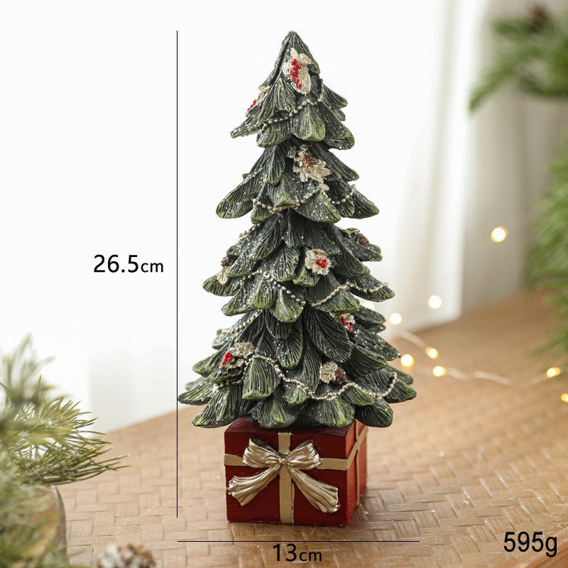 Ornament Decoratiune de Craciun, Flippy, Decoratiune Mica pentru Craciun din Rasina, Model Brad Impodobit cu Cadouri, 26.5 x 13 x 13 cm, Verde - vivimall.ro