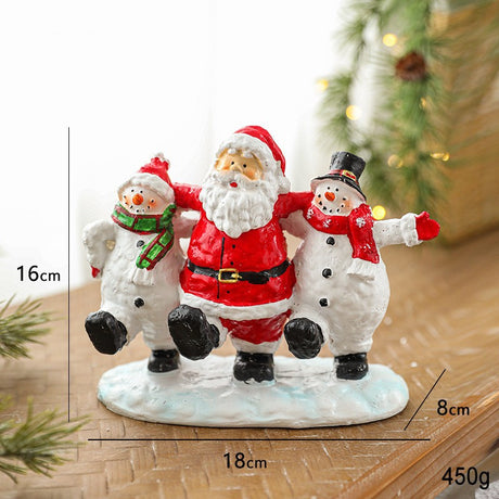 Ornament Decoratiune de Craciun, Flippy, Decoratiune Mica pentru Craciun din Rasina, Model Mos Craciun cu Oameni de Zapada, 16 x 18 x 8 cm, Rosu Alb - vivimall.ro