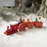 Ornament Decoratiune de Craciun Tren Pictat, Flippy, Tip Ornament Jucarie de Decor pentru Craciun, din Lemn 20 cm, Tren Figurina de Craciun, Rosu - vivimall.ro