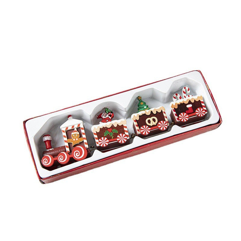 Ornament Decoratiune de Craciun Tren Pictat, Flippy, Tip Ornament Jucarie de Decor pentru Craciun, din Lemn 20 cm, Tren Figurina de Craciun, Maro inchis - vivimall.ro