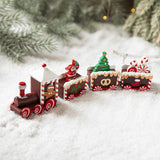 Ornament Decoratiune de Craciun Tren Pictat, Flippy, Tip Ornament Jucarie de Decor pentru Craciun, din Lemn 20 cm, Tren Figurina de Craciun, Maro inchis - vivimall.ro