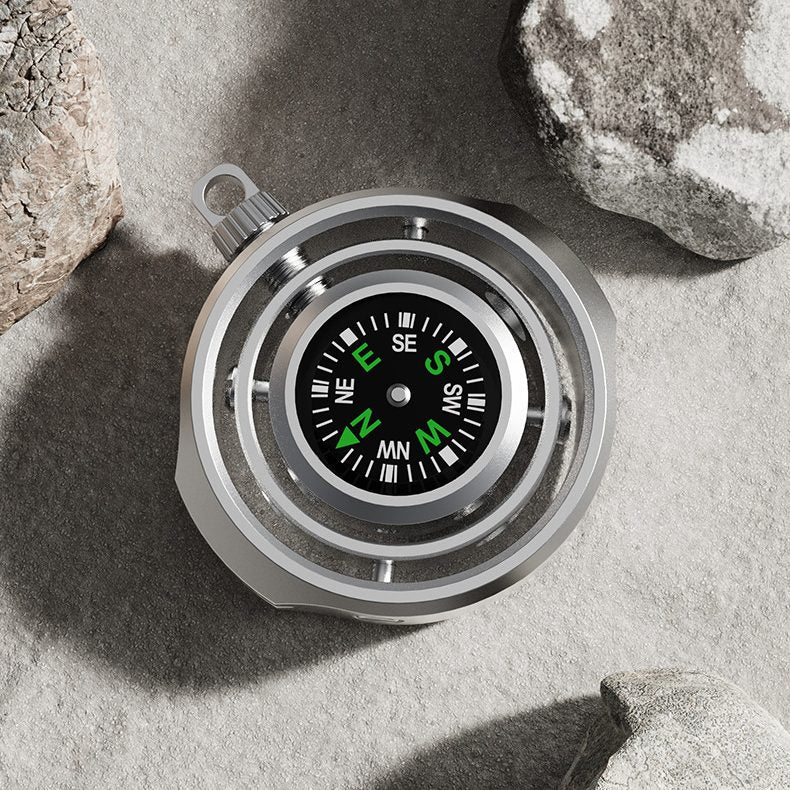 Fidget Spinner Busola Palm, Flippy, Tip Giroscop Rotativ, Model Pandativ / Breloc, Antistress, Aliaj Zinc, 48x42x12 mm, 21 gr, Silver - vivimall.ro