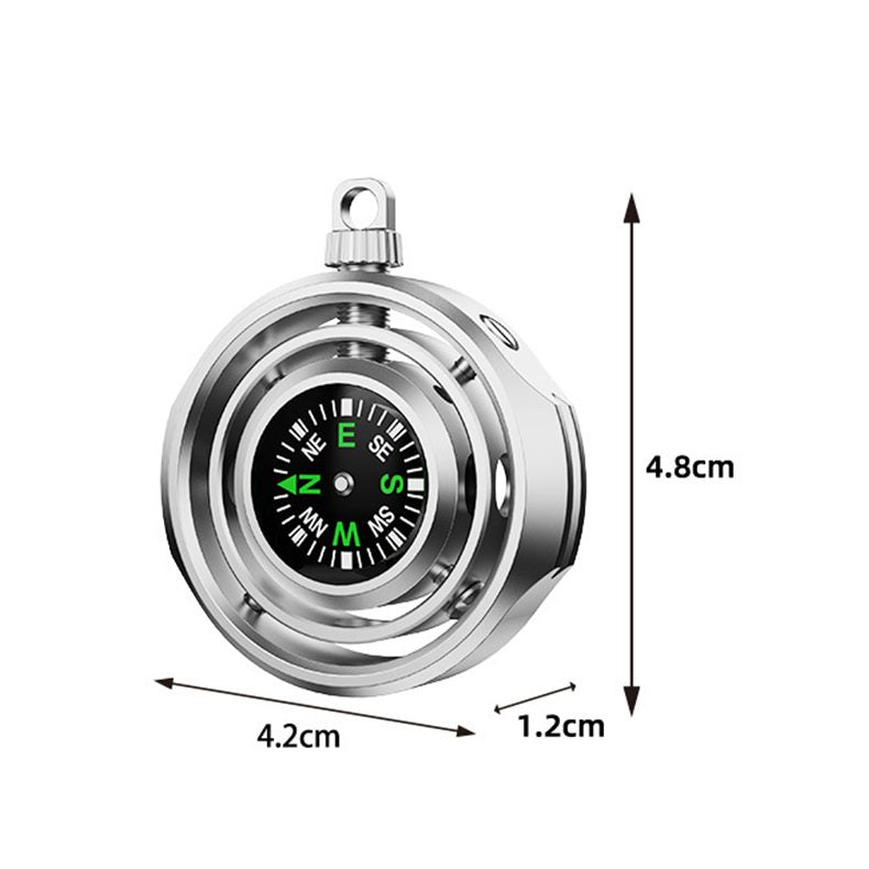 Fidget Spinner Busola Palm, Flippy, Tip Giroscop Rotativ, Model Pandativ / Breloc, Antistress, Aliaj Zinc, 48x42x12 mm, 21 gr, Silver - vivimall.ro