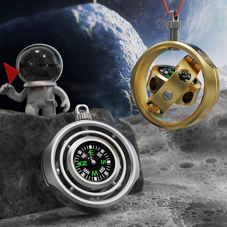 Fidget Spinner Busola Palm, Flippy, Tip Giroscop Rotativ, Model Pandativ / Breloc, Antistress, Aliaj Zinc, 48x42x12 mm, 21 gr, Silver - vivimall.ro