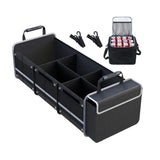 Organizator portbagaj auto Flippy pliabil negru, 90x35x30 cm, vedere frontală cu toate compartimentele