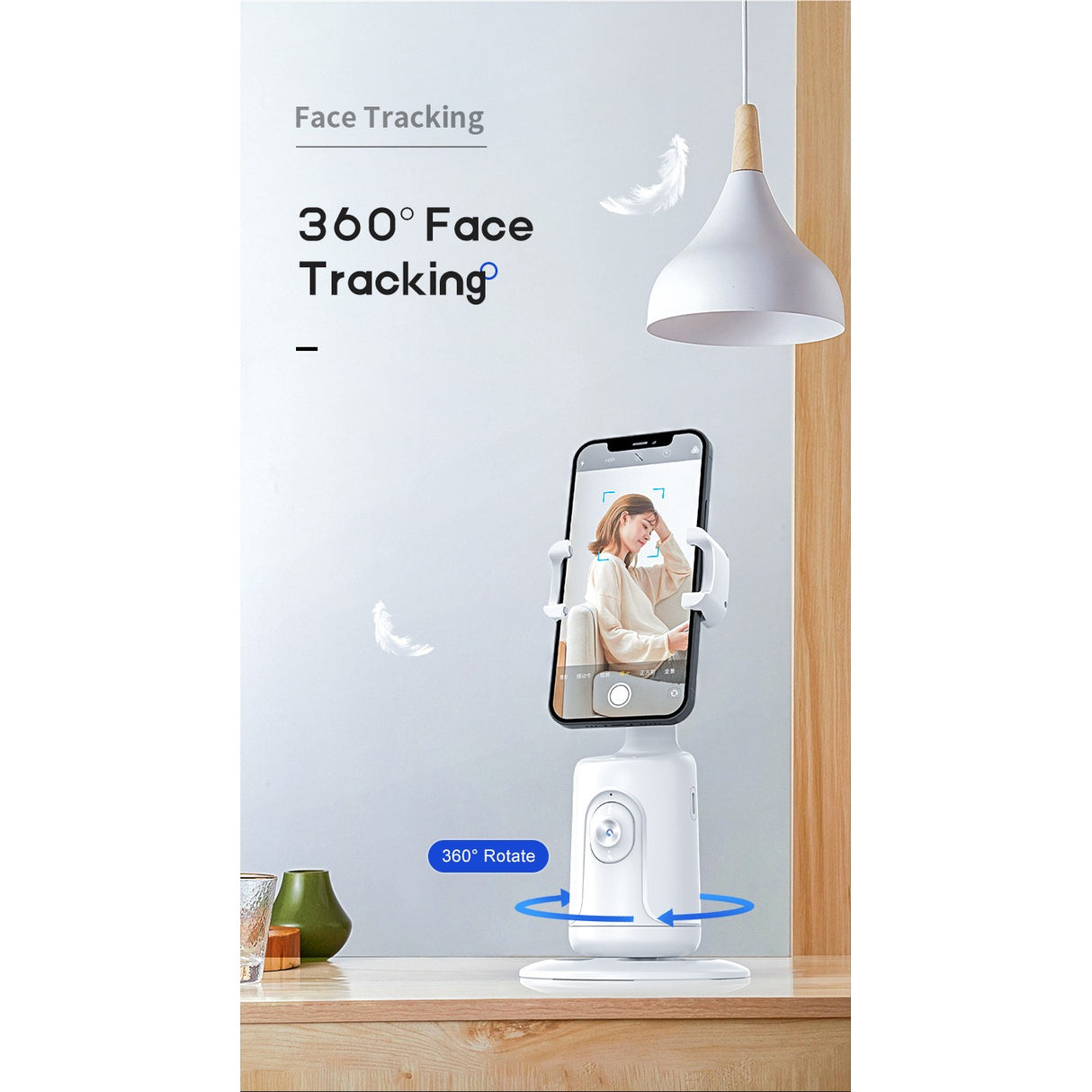 Suport Telefon cu Urmarire Automata, Flippy, AI Face Tracking, Rotire 360 Grade, 17 x 8 cm, Negru - vivimall.ro