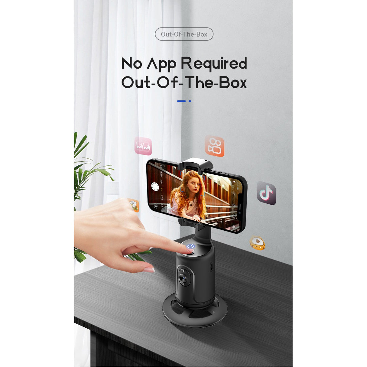 Suport Telefon cu Urmarire Automata, Flippy, AI Face Tracking, Rotire 360 Grade, 17 x 8 cm, Negru - vivimall.ro