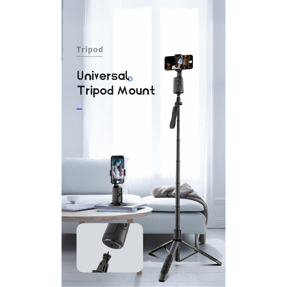 Suport Telefon cu Urmarire Automata, Flippy, AI Face Tracking, Rotire 360 Grade, 17 x 8 cm, Negru - vivimall.ro