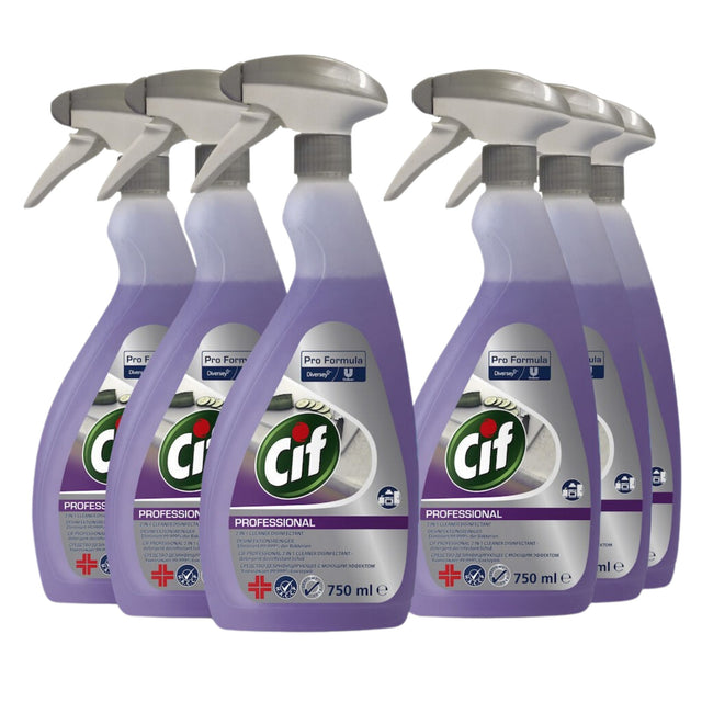 Pachet CIF Professional 2-in-1 Detergent Dezinfectant Lichid, 6×0.75 L - vivimall.ro