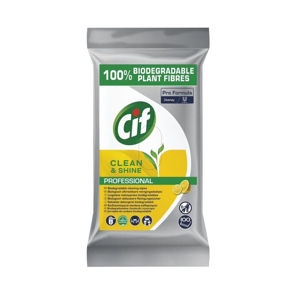 Pachet CIF Professional Clean&Shine – Servetele Umede de Curatare Multifunctionale Biodegradabile, 4×100 buc - vivimall.ro