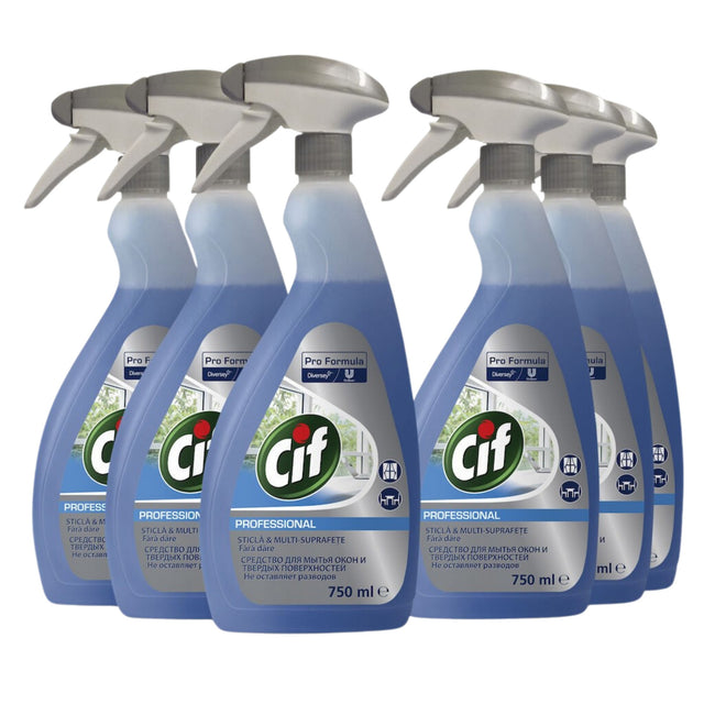 Pachet CIF Professional Glass & Multi Surface – Detergent Geamuri si Suprafete 6×0.75 L - vivimall.ro