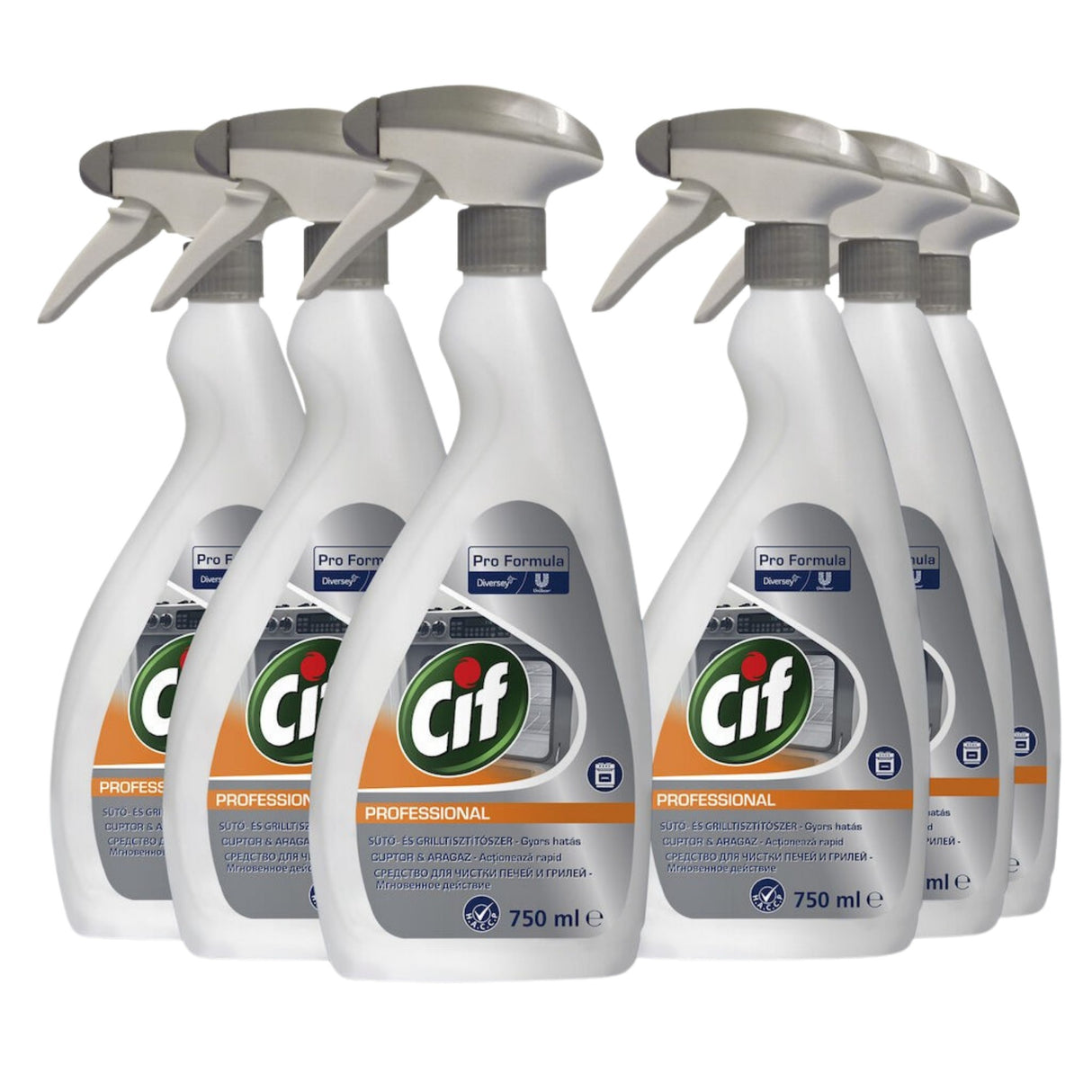 Pachet CIF Professional Oven & Grill Cleaner – Detergent pentru Cuptoare si Gratare 6×0,75 L - vivimall.ro