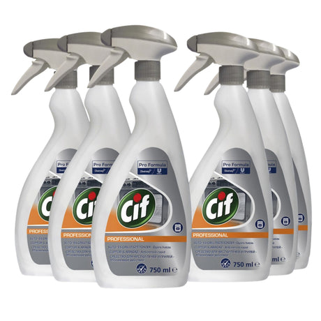 Pachet 6 flacoane CIF Professional Oven & Grill Cleaner 0,75 L, detergent cuptoare și grătare, vedere frontală