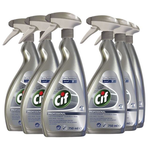 Pachet CIF Professional Stainless Steel – Detergent pentru Inox 6×0,75 L - vivimall.ro