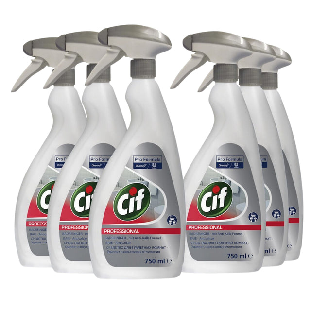 Pachet CIF Professional Washroom – Detergent si Detartrant pentru Suprafetele din Baie, 6×0,75 L - vivimall.ro