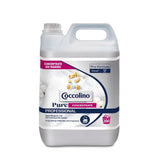Flacon de 5 L balsam concentrat Coccolino Professional Pure, etichetă cu specificații tehnice