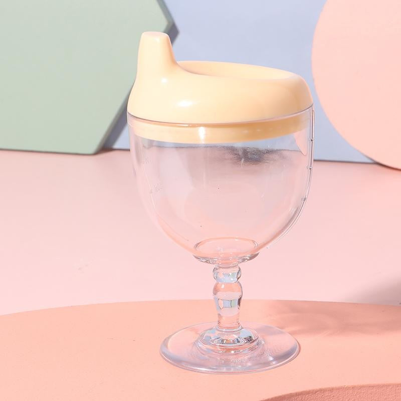 Pahar Din Plastic Transparent Cu Picior, Pentru Copii, 14 X 7.7 Cm, Cu Cioc Antiscurgere, + 3 Ani, Fara Maner, Alb - vivimall.ro