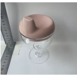 Pahar din Plastic Transparent cu Picior, Vivimall, pentru Copii, 14 x 7.7 cm, cu Cioc Antiscurgere, + 3 Ani, Fara Maner, Roz - vivimall.ro