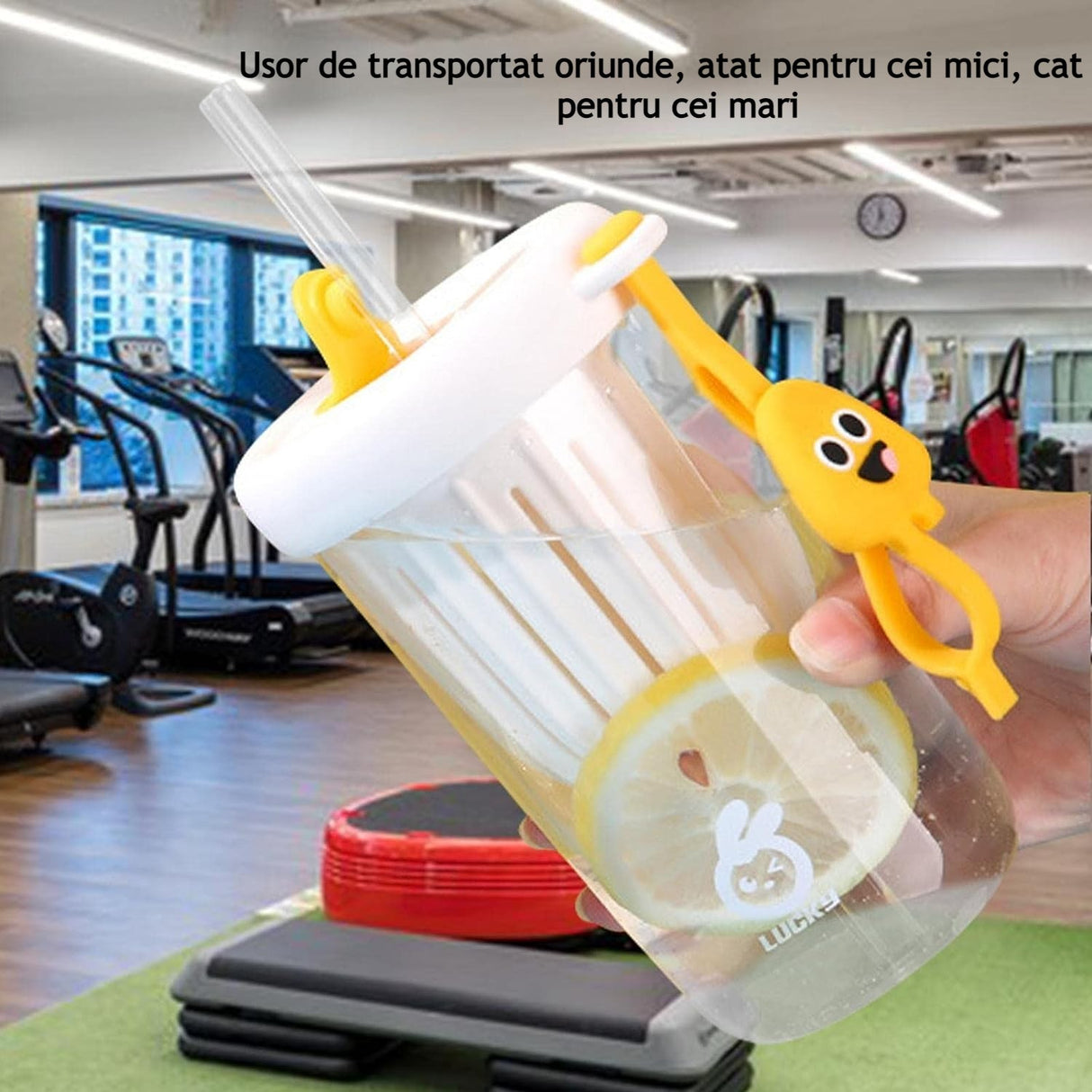 Pahar silicon cu pai si capac | SipSafe - vivimall.ro