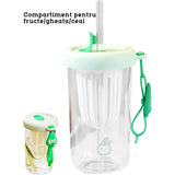 Pahar silicon cu pai si capac | SipSafe - vivimall.ro