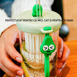 Pahar silicon cu pai si capac | SipSafe - vivimall.ro