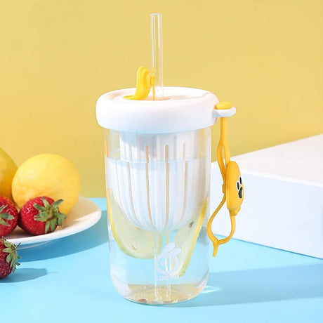 Pahar silicon cu pai si capac | SipSafe - vivimall.ro