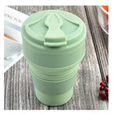 Pahar pliabil din silicon Vivimall, pentru calatorii, camping, 350 ml,  8.2x6.3x9.1 cm, verde - vivimall.ro