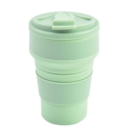 Pahar pliabil din silicon Vivimall, pentru calatorii, camping, 500 ml, verde - vivimall.ro