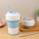 Pahar Pliabil Din Silicon Pentru Calatorii, Camping, 750 Ml, Pai Inclus, 11.6 X 19.3 Cm - vivimall.ro