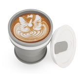 Pahar pliabil din silicon Vivimall, prentru calatorii, 350 ml, pai inclus, 9 x 9.2 cm, gri - vivimall.ro