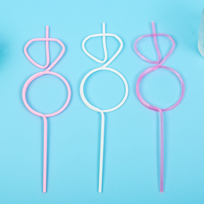 Pai de Plastic, Vivimall, Model Inel cu Diamant, Tematica Nunta, Diametru 0.5 cm, Roz/Alb - vivimall.ro