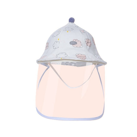 Palarie de Protectie pentru Bebelusi, Vivimall, Model cu Norisori Roz, Pescareasca, de Primavara si Toamna, cu Masca si Fermoar, 48 cm, pentru 6-12 Luni, Roz - vivimall.ro