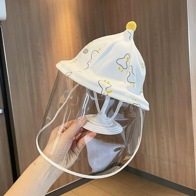 Palarie de Protectie pentru Bebelusi, Vivimall, Model Ratuste, Pescareasca, de Primavara si Toamna, cu Masca si Fermoar, 48 cm, pentru 6-12 Luni, Alb - vivimall.ro