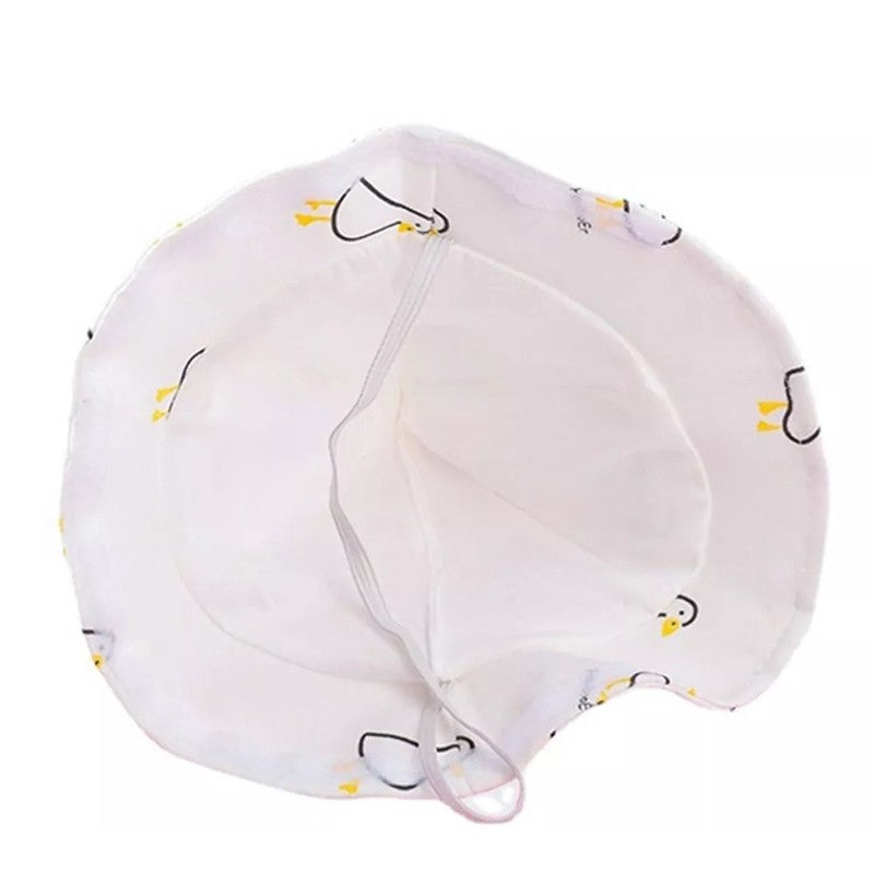 Palarie de Protectie pentru Bebelusi, Vivimall, Model Ratuste, Pescareasca, de Primavara si Toamna, cu Masca si Fermoar, 48 cm, pentru 6-12 Luni, Alb - vivimall.ro