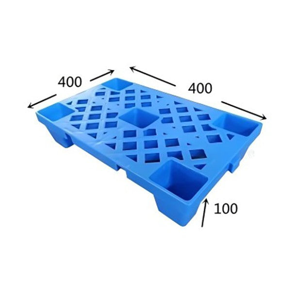 Palet de Transport, Flippy, 40 x 40 x 10 cm, din Plastic durabil, Palet pentru Stivuitor in Depozit, Rezistent la Umiditate, Grila Ingrosata, 5 Picioare, Albastru- - vivimall.ro