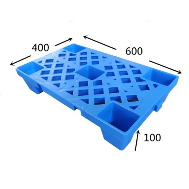 Palet de Transport, Flippy, 60 x 40 x 10 cm, din Plastic durabil, Palet pentru Stivuitor in Depozit, Rezistent la Umiditate, Grila Ingrosata, 5 Picioare, Albastru- - vivimall.ro