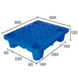 Palet de Transport, Flippy, 60 x 40 x 12 cm, din Plastic durabil, Palet pentru Stivuitor in Depozit, Rezistent la Umiditate, Grila Ingrosata, 5 Picioare, Albastru- - vivimall.ro