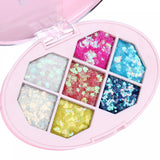 Paleta cu Glitter, Vivimall, Varianta 1, 7 Nuante, Pentru Corp si Par, 50 g, Rezistent la Apa, 9.8 x 6.8 cm, Multicolor - vivimall.ro
