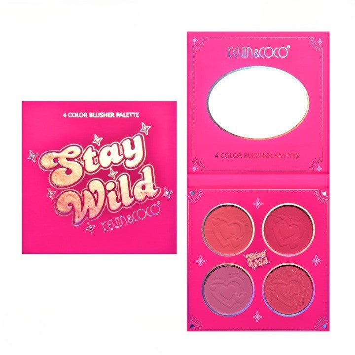 Paleta de Blush, KEVIN&amp;COCO, 4 Culori Stay Wild, 12.2 x 12.2 x 0.9 cm - vivimall.ro