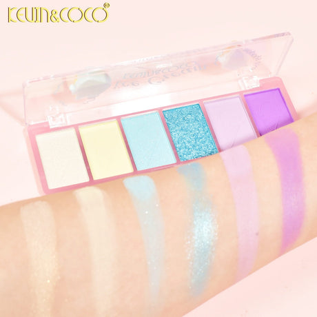 Paleta Kevin&Coco Ice Cream deschisă, detaliu nuanțe vibrante albastre și multicolore, 6 culori