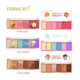 Detaliu textură pudră compactă paletă farduri Kevin&Coco Ice Cream, finisaj sidefat și mat